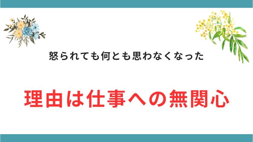 怒られても何とも思わなくなった理由は仕事への無関心